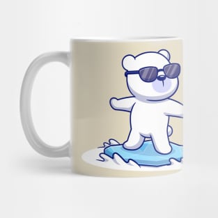 Cute Polar Bears Surfing Cartoon Mug